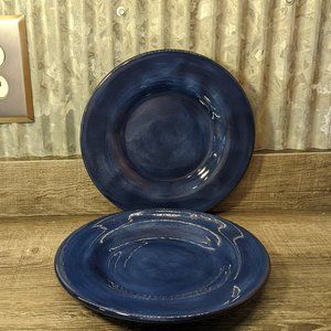 COPY - COPY - SALUTE Hand Painted Collection Set of 2 Blue Salad/Dessert Plates…